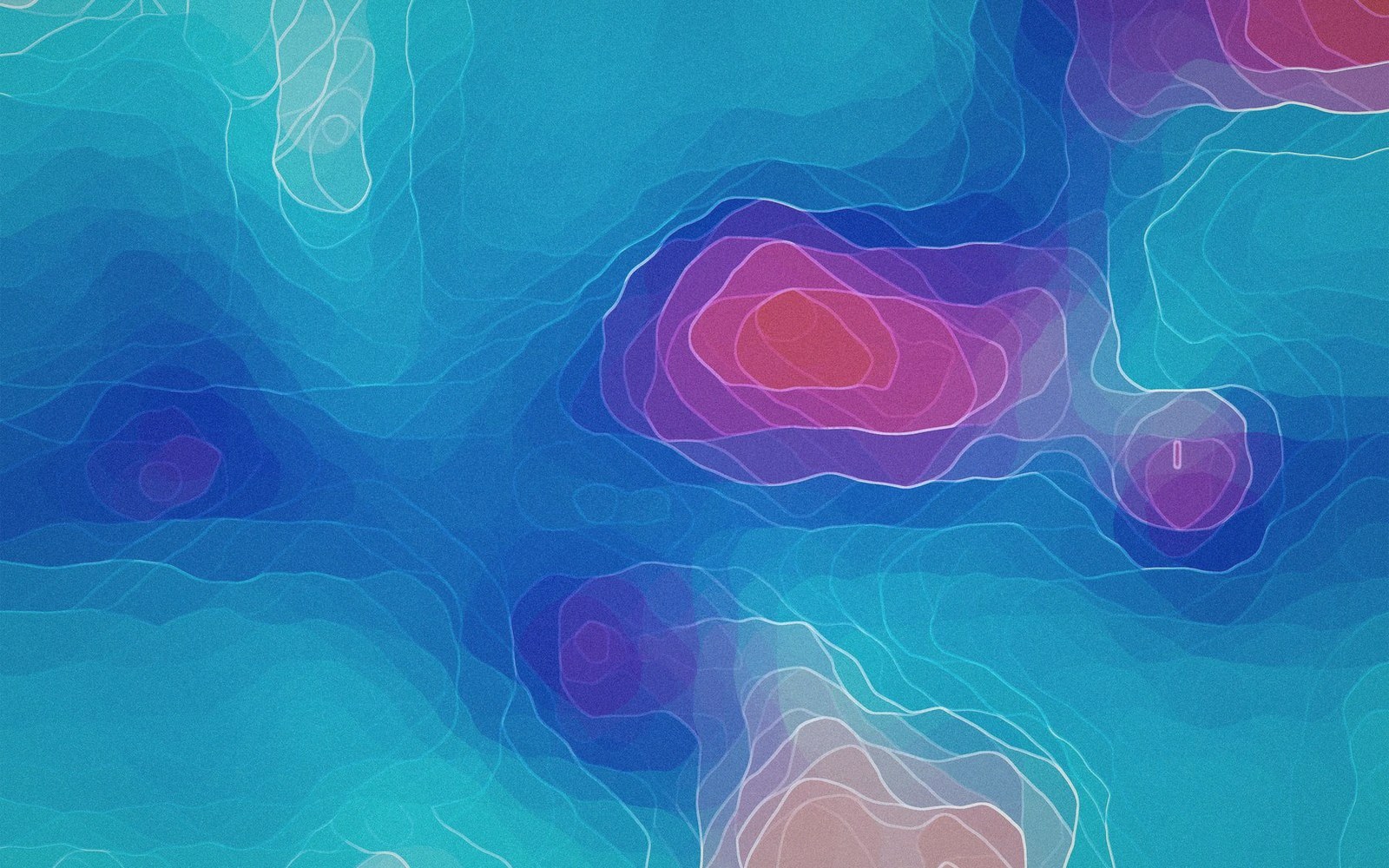 A false-colour elevation surface with contour lines threaded through it